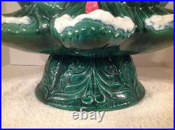 Rare Vtg Eur-o-con Mold 22 Green Ceramic Lighted Christmas Tree 2pc Flocked Exc