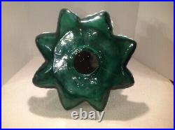 Rare Vtg Eur-o-con Mold 22 Green Ceramic Lighted Christmas Tree 2pc Flocked Exc