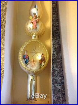 Rare Vtg Nativity Mercury Glass Christmas Tree Topper Jesus Mary Angel 1960's