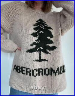 Rare-rarevintage Abercrombie & Fitch'92 Christmas Tree Chunky Sweater