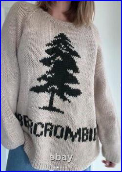 Rare-rarevintage Abercrombie & Fitch'92 Christmas Tree Chunky Sweater