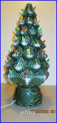 Real Nice Looking Vintage 17 1/2 Tall, Lighted Ceramic, Classic Christmas Tree
