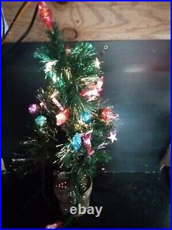 Retro FiberOptic Christmas Tree Boxed Pre Decorated with Power cord on/off Works