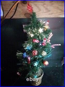 Retro FiberOptic Christmas Tree Boxed Pre Decorated with Power cord on/off Works