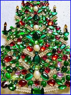 Rhinestone Christmas Tree Stand Czech Vintage Antique Jewellery Bohemian