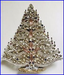 Rhinestone Christmas Tree Stand Czech Vintage Bohemian Glass Jewely Juliana