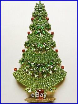 Rhinestone Christmas Tree Stand Czech Vintage Estate Jewellery Antique Bohemian