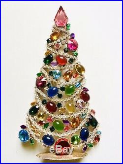 Rhinestone Christmas Tree Stand Czech Vintage Estate Jewellery Bohemian Jewel