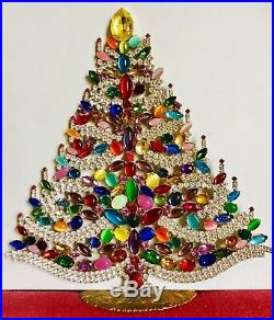 Rhinestone Christmas Tree Stand Czech Vintage Estate Jewellery Gablonz Art Deco
