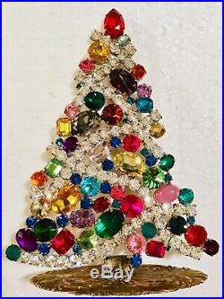 Rhinestone Christmas Tree Stand Czech Vintage Estate Jewellery Gablonz Art Deco