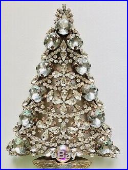 Rhinestone Christmas Tree Stand Czech Vintage Estate Jewellery Handmade Juliana