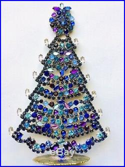 Rhinestone Christmas Tree Stand Czech Vintage Estate Jewellery Handmade Juliana