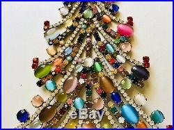 Rhinestone Glass Christmas Tree Stand Czech Vintage Jewellery Handmade Bohemian