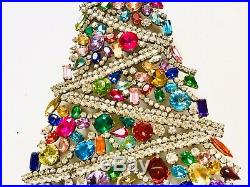 Rhinestone Xmas Tree Stand Czech Vintage Costume Jewellery Handmade Bohemian