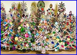 Rhinestone Xmas Tree Stand Czech Vintage Costume Jewellery Handmade Bohemian