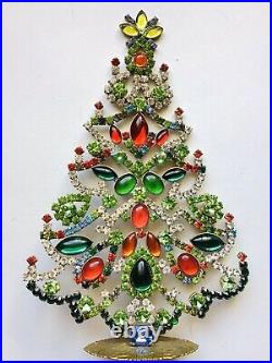 Rhinestone Xmas Tree Stand Vintage Estate Jewellery Antique Jewelry Decoration