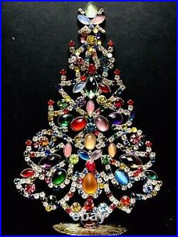 Rhinestone Xmas Tree Stand Vintage Estate Jewellery Antique Jewelry Juliana