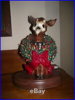 Rudolph Deer Christmas Ceramic tree Lighted Wreath Lamp Figure Vintage kitsch