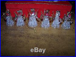 Set Of 7 Vintage Red Glass & Metal Hanging Christmas Tree Ornaments 7