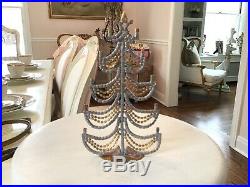 SHABBY Vtg Czech Rhinestone Tree Christmas Decoration Swags HOLIDAY JEWELED