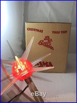SPUTNIK Atomic STAR OF BETHLEHEM CHRISTMAS TREE TOPPER STAR Vintage Works with Box