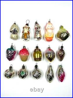 Set 15 Vintage Glass Soviet Tree Christmas Ornaments Antique USSR