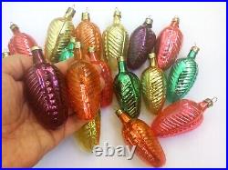 Set 19 Vintage USSR Glass Russian Christmas Tree Ornament Xmas Decorations Cones
