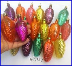 Set 20 Vintage USSR Glass Russian Christmas Tree Ornament Xmas Decorations Cones