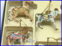 Set 24 Lenox Carousel Christmas Tree Ornaments 1989 Animals in Orig Box Vtg