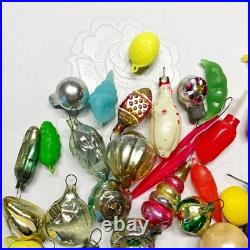 Set 46 pcs mini Vintage glass plastic Christmas tree Ornament soviet Malyutka
