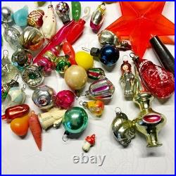 Set 46 pcs mini Vintage glass plastic Christmas tree Ornament soviet Malyutka