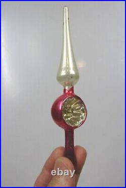 Set VTG Antique Glass Feather Tree Indent Ball Tree Top Christmas Ornament Japan