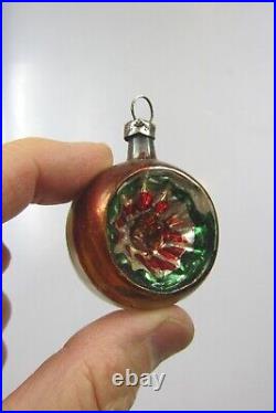 Set VTG Antique Glass Feather Tree Indent Ball Tree Top Christmas Ornament Japan