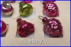 Set VTG Glass Feather Tree Tiny Figure Indent Pine Cone Christmas Ornament Japan