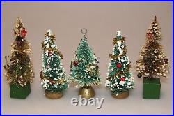 Set Vintage Bottle Brush Mercury Glass Beads XMAS TREE Christmas Ornaments Japan