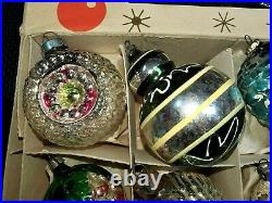 Set of 12 Glass Christmas Ornaments with Box Vintage Tree Decorations