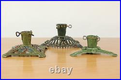 Set of 3 Antique Christmas Feather Tree Stands German Iron Cast Vintage #1