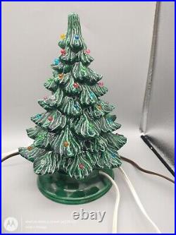Set of 3 Vintage Ceramic Christmas Trees 10 All with Lighted Base & Pin Bulbs