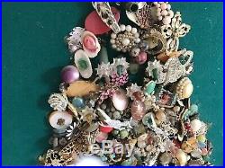 Shabby Vtg Antique Christmas Tree Rhinestone Jewelry oOAK Handmade
