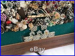 Shabby Vtg Antique Christmas Tree Rhinestone Jewelry oOAK Handmade
