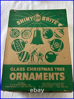 Shiny Brite Box (12) Assorted Vintage Christmas Ornaments with Box Rare Finds