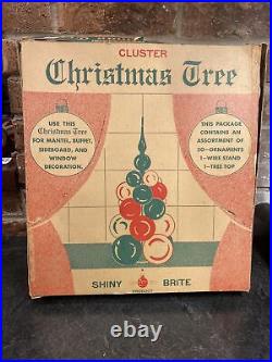 Shiny Brite Christmas Cluster Ornament Centerpiece Tree With Original Box- READ