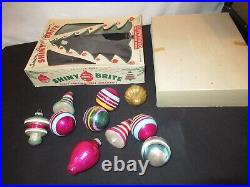 Shiny Brite Christmas Tree Ornaments Bells Top UFOs Tornado Vintage Box (FF589)