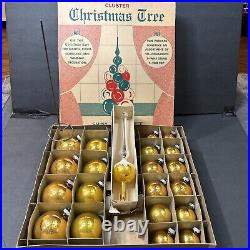 Shiny Brite Cluster Christmas Tree GOLD With ALL Original Box COMPLETE Nice