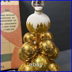 Shiny Brite Cluster Christmas Tree GOLD With ALL Original Box COMPLETE Nice