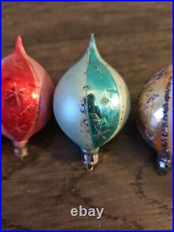 Shiny Brite Vintage Oblong Christmas Tree ornament Set (7) Ornaments