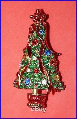 Signed CHRISTOPHER RADKO Christmas Tree Brooch Pin Large Vintage Xmas