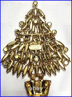 Signed Eisenberg Ice Large Christmas Tree Pin Brooch Vintage Rhinestones