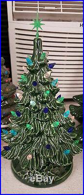 Small VINTAGE style ceramic Christmas tree, 9.5 tall, Ready to light