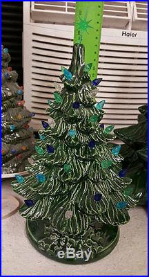 Small VINTAGE style ceramic Christmas tree, 9.5 tall, Ready to light